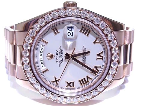 rolex day date rose gold diamond bezel|rolex watch diamond bezel prices.